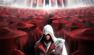 Master Assassin Ezio Auditore Leaps Across Roman Rooftops In Assassin's Creed Brotherhood. Wallpaper