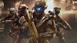 Master Chief And Blue Team In Action Wallpaper