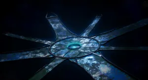 Master Chief Exploring The Halo Ark Wallpaper