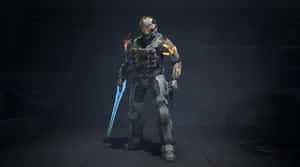 Master Chief Wielding The Iconic Halo Energy Sword Wallpaper