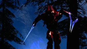 Master Chief Wielding The Iconic Halo Energy Sword Wallpaper