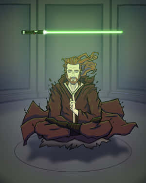 Master Jedi Qui-gon Jinn In Action Wallpaper