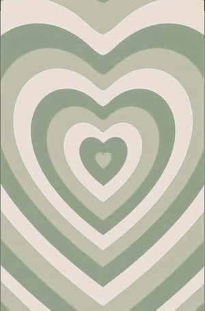 Matcha Heart Concentric Pattern Wallpaper