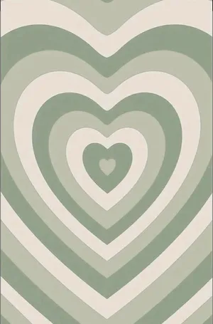 Matcha Heart Concentric Pattern Wallpaper