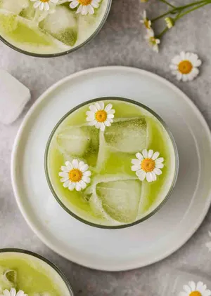 Matcha Iced Teawith Daisies Wallpaper