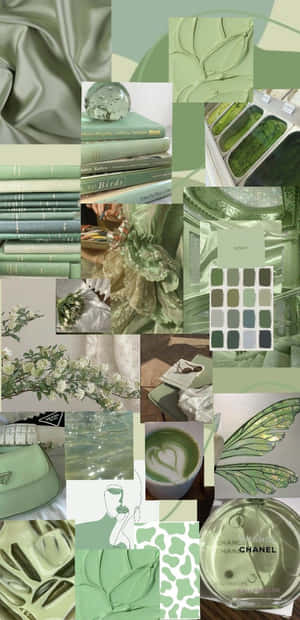 Matcha Inspired Aesthetic Collage.jpg Wallpaper