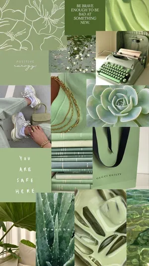 Matcha Inspired Aesthetic Collage.jpg Wallpaper