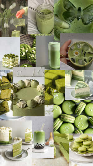 Matcha Inspired Collage Aesthetic.jpg Wallpaper