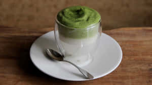 Matcha Latte Artistic Presentation Wallpaper