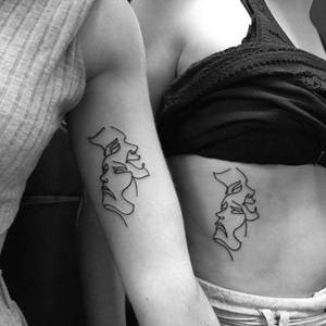 Matching Bff Line Face Tattoo Wallpaper
