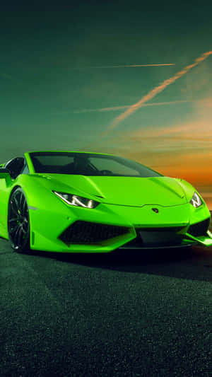 Matching Green Lamborghini And Iphone For The Ultimate Luxurious Lifestyle Wallpaper