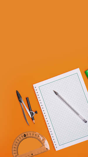 Mathematical Tools Orange Background Wallpaper