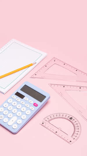 Mathematics Stationery Pink Background Wallpaper