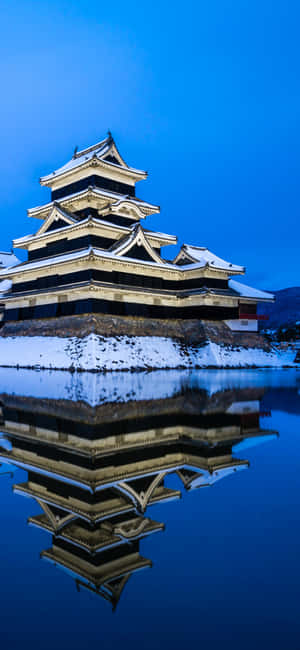 Matsumoto Castle Winter Reflection Wallpaper