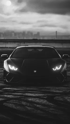 Matte Black Sports Car Monochrome Wallpaper