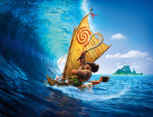 Maui Moana With Waves Wallpaper