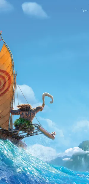 Maui Waving Hook Moana 4k Wallpaper