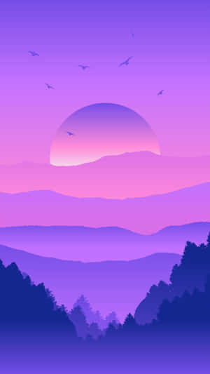 Mauve Mountain Sunset Wallpaper