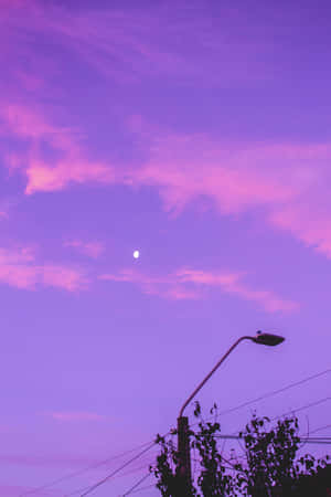 Mauve Sky Moonrise Wallpaper