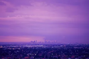 Mauve Skyline Dusk View Wallpaper