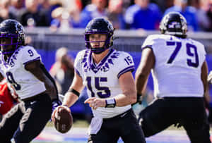 Max Duggan T C U Quarterback Action Wallpaper