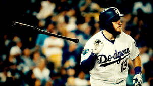 Max Muncy Throwing Baseball Bat Wallpaper