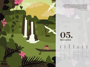 May2024 Jungle Waterfall Calendar Wallpaper