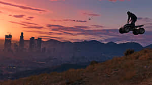 Maze Bank Tower Skyline Dominates The Night In Gta V 4k Wallpaper