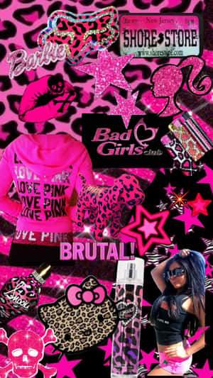 Mc Bling Aesthetic Collage Pink Black Wallpaper