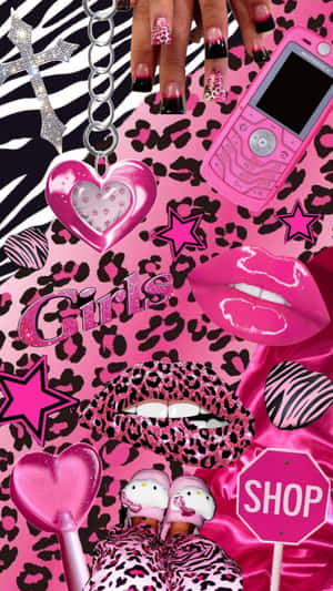 Mc Bling Aesthetic Collage Pink Black Wallpaper