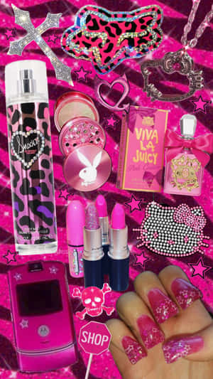 Mc Bling Aesthetic Collage Pink Glamour Wallpaper