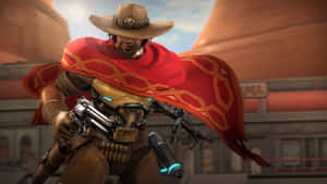 Mccree In Action, Ready To Take On Any Battle In Overwatch Wallpaper