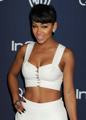 Meagan Good White Outfit Event Wallpaper