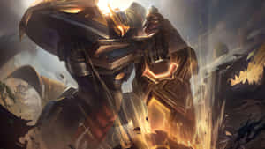 Mecha_ Warrior_in_ Battle Wallpaper