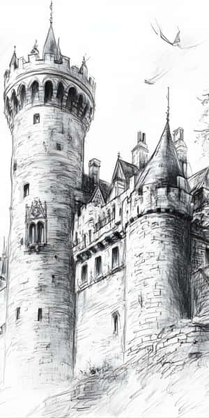 Medieval Castle Sketch Wallpaper
