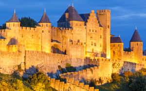 Medieval Chateau Comtal In Carcassonne Golden Hour Wallpaper