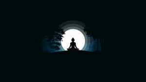 Meditative Silhouette Moonlight Wallpaper