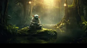 Meditative Yodaon Dagobah Wallpaper