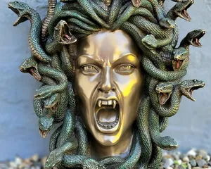 Medusa Sculpture Angry Gaze Wallpaper