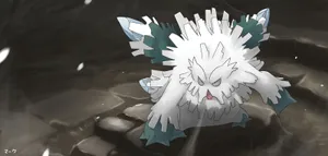 Mega Abomasnow On Ancient Stone Stairs Wallpaper