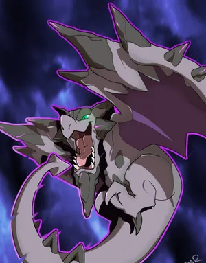 Mega Aerodactyl With Purple Aura Wallpaper