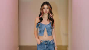 Megan Katseye Casual Denim Look Wallpaper