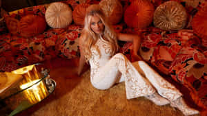 Megan Moroney Stylish White Outfit Wallpaper