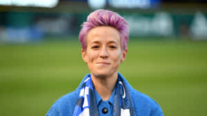 Megan Rapinoe Purple Hair Smile Wallpaper