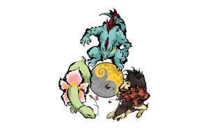 Meganium Feraligatr Typhlosion Okami Aesthetic Illustration Wallpaper