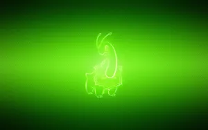 Meganium Neon Green Aesthetic Illustration Wallpaper