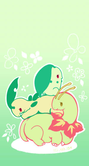 Meganium With Chikorita And Bayleef Wallpaper