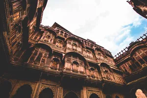 Mehrangarh Fort Courtyard Cloudy Sky Wallpaper