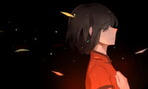 Melancholic Anime Girl Under Starry Sky Wallpaper