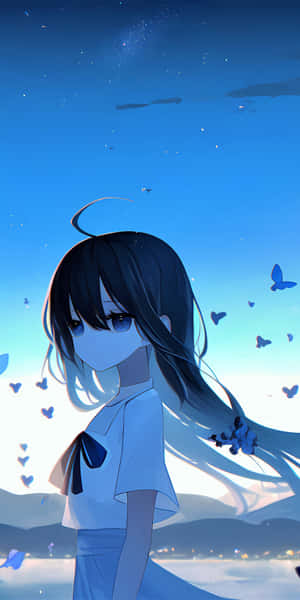 Melancholic_ Anime_ Girl_with_ Butterflies.jpg Wallpaper